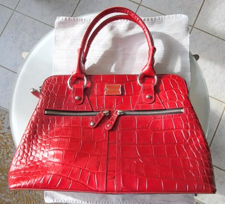 Modalu England Handtasche Rot Kroko Optik - Neuwertig!