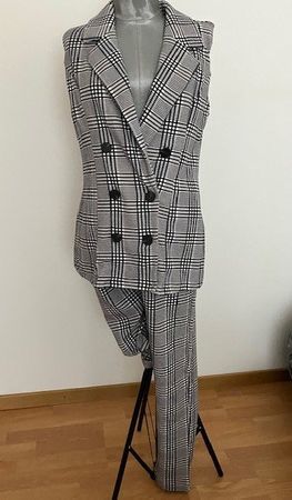 Ensemble tailleur sans manches carreaux T M