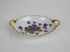Schale mit Blumen und Goldrand