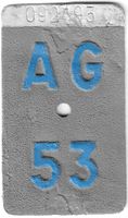 Velonummer Aargau 1953 AG 53