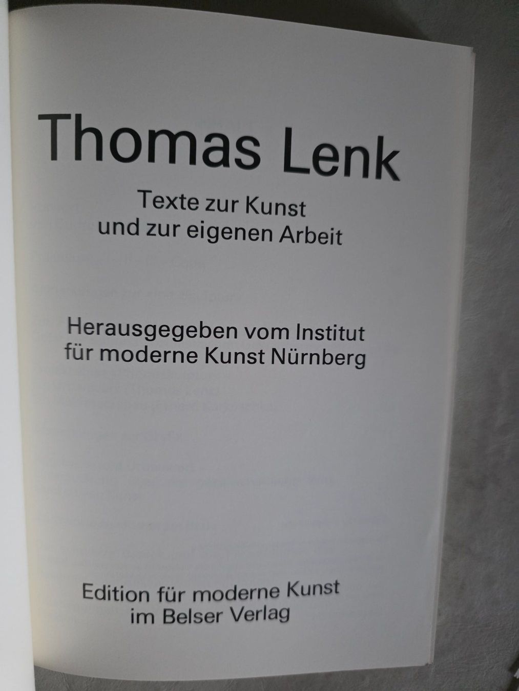 Libri: Thomas Lenk- Texte - Edition über moderne Kunst - – Usato da Walterswil BE venduto da Lonitti 4
