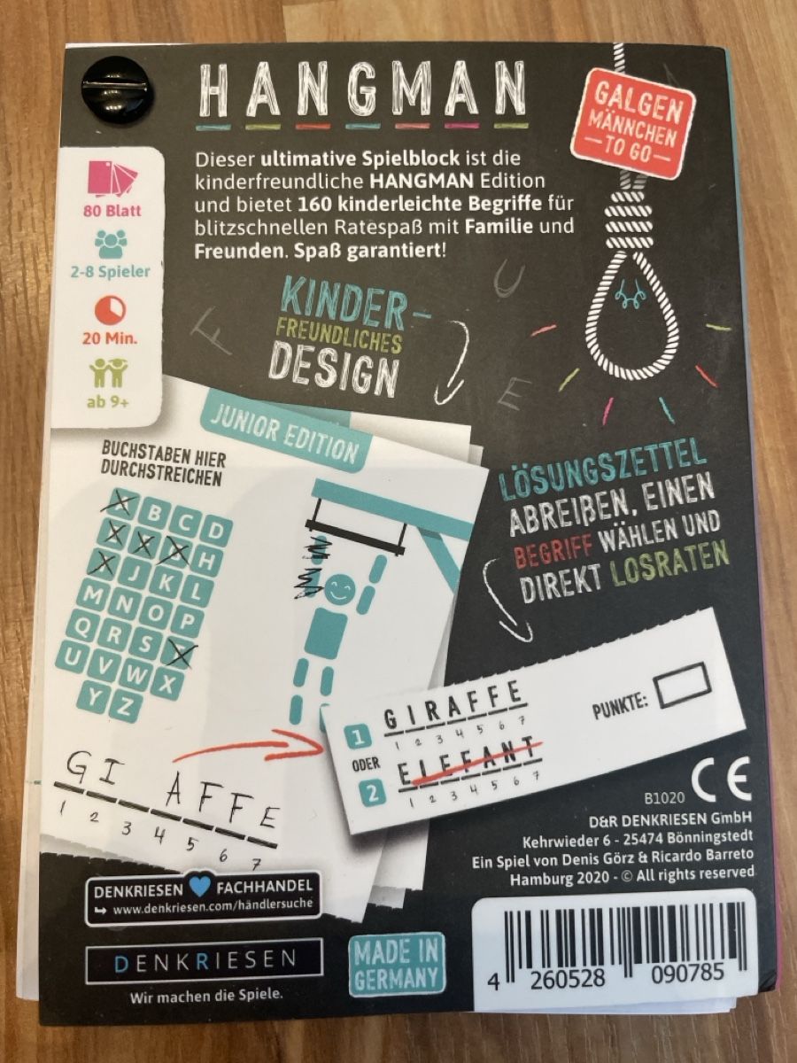 Giochi: Galgenmännchen - To Go - Junior Edition - Wortspiel – Nuovo e nell'imballaggio originale da Neuenkirch venduto da balani 1