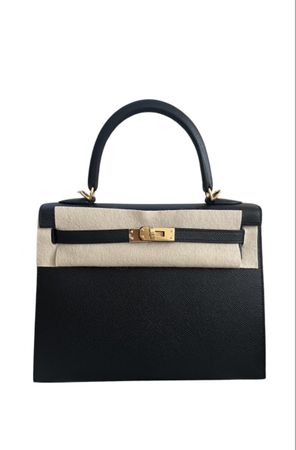 Hermes Kelly Sellier 25, Epsom noir/schwarz,Gold Beschläge