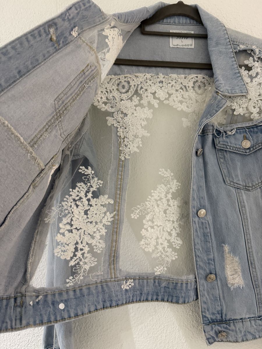 Giacche: Jeansjacke mit Spitze & Destroyed-Look Gr. L – Nuovo (secondo la descrizione) da Hägglingen venduto da Raff_Ella 3