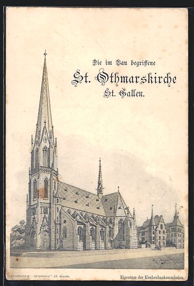 Cartoline postali: AK Sankt Gallen, St. Othmarskirche, 1907 – Usato da Berlin venduto da bartko-reher