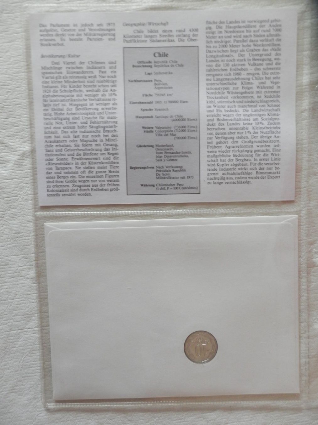 Tutti le monete: Münzbrief Chile 10 Centavos 1979 – Nuovo e nell'imballaggio originale da Weiach venduto da weiach81 1