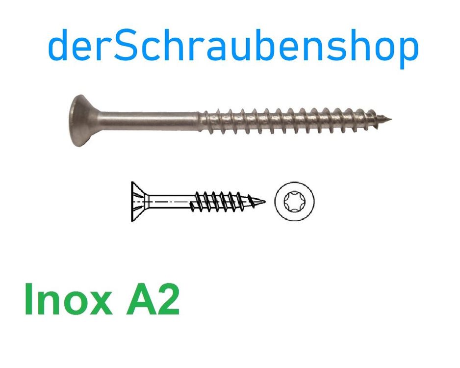 PB Schrauben Torx Spanplattenschrauben A2 Edelstahl 5,0x50mm - 100 Stück Schwarz Matt