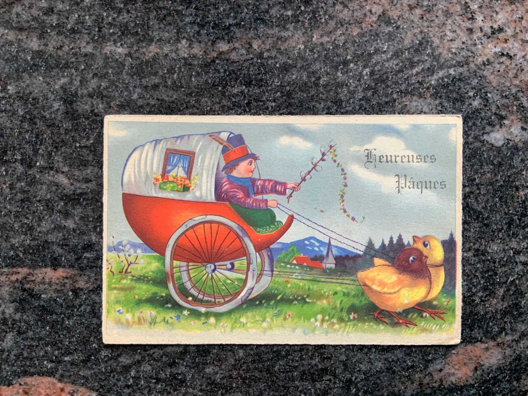 Cartoline postali: Ansichtskarte, Heureuses Pâques, ungelaufen – Usato da Vellerat venduto da joromaur