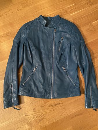Vintage Leather Jacket - Women's Blue Leather - Size 40