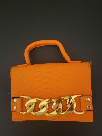 Orange Handtasche mit Goldkette – Neu, nie getragen!