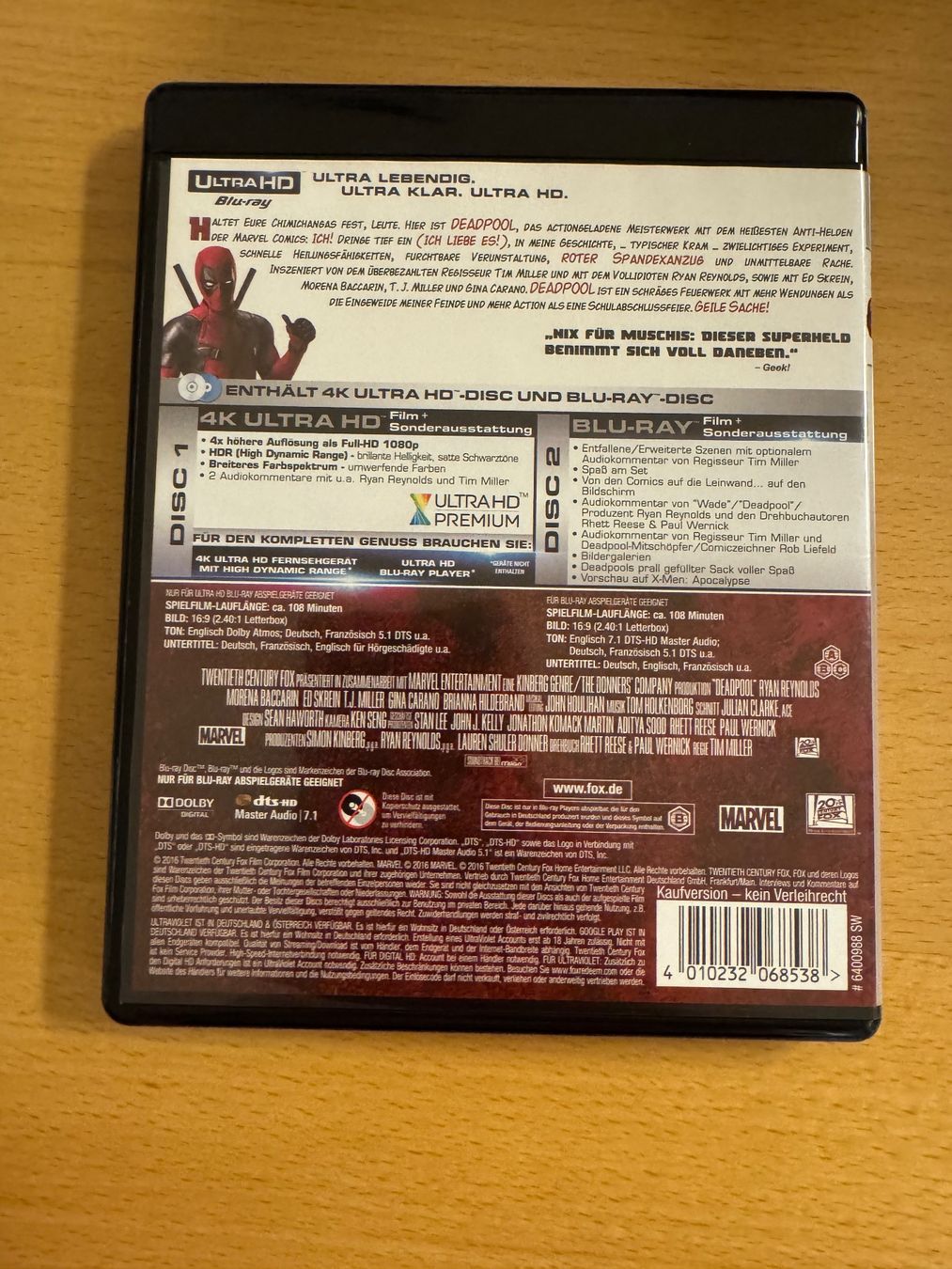 Tutti i DVDs: Deadpool 4k UHD Blu Ray – Usato da Schwerzenbach venduto da ste_pp82 1