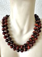 Handgeknüpfte Longkette - 82cm - rotes Tigerauge – Vintage
