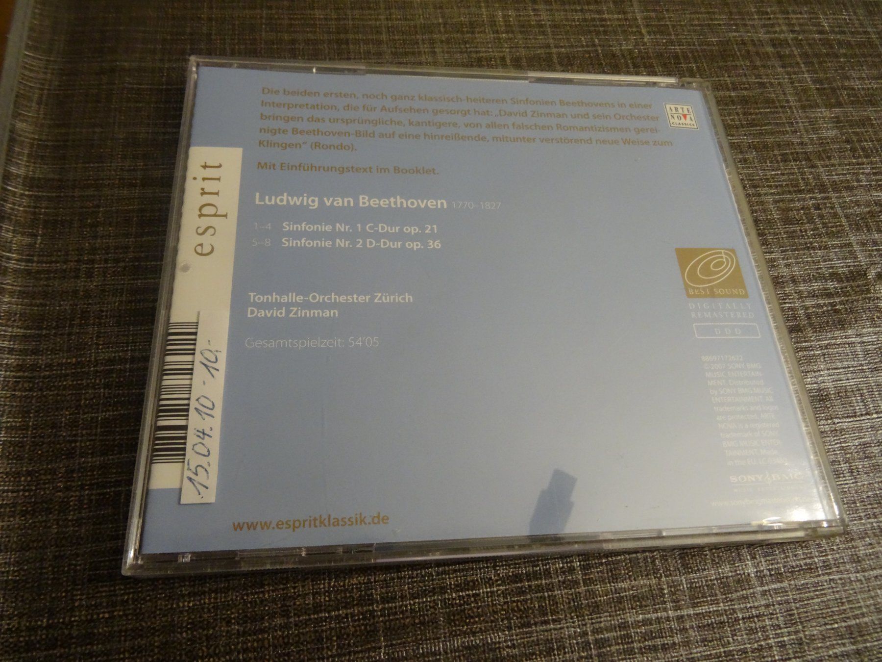 CDs: Beethoven Sinfonien Nr.1 und Nr. 2 CD – Gebraucht aus Olten von Disc-Ausverkauf 1