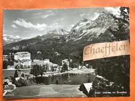 Alte Ansichtskarte Arosa mit Strandbad und Bergpanorama