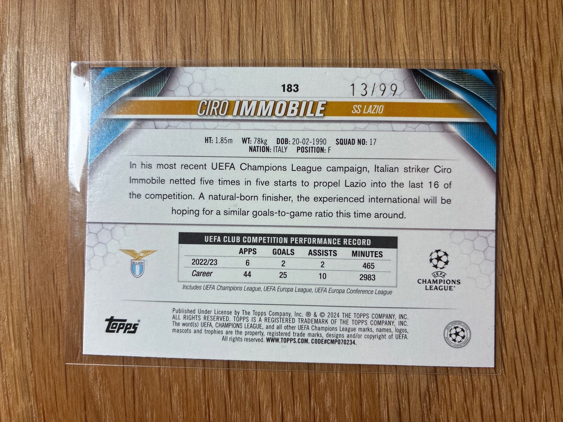 Topps Sammelbilder & Trading cards: Topps Flagship Ciro Immobile Lazio /99 – Gebraucht aus Wangenried von Garagara 1