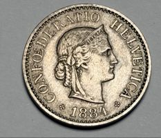 Pièce de monnaie suisse 10 centimes 1884, état corret
