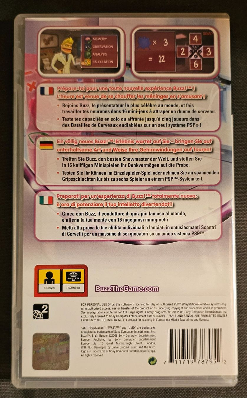 Sony Jeux: PSP Spiel - Buzz Brain Bender – D'occasion à La Garde par The_Hammer76 1