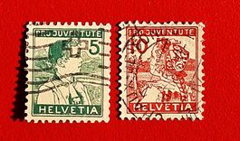 PRO JUVENTUTE 2 , 3 MIT VOLLSTEMPEL LA CHAUX-DE-FONDS 1915