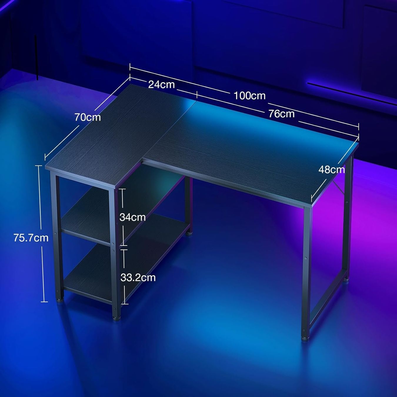 Schreibtische: Gaming Tisch 100x70 cm Eckschreibtisch L Form mit Schwarz – Neu und originalverpackt aus Dietikon von Abverkauf10 2