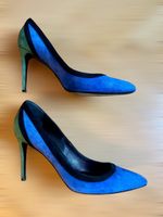 Escarpins Gucci en cuir / daim bicolores bleu et vert