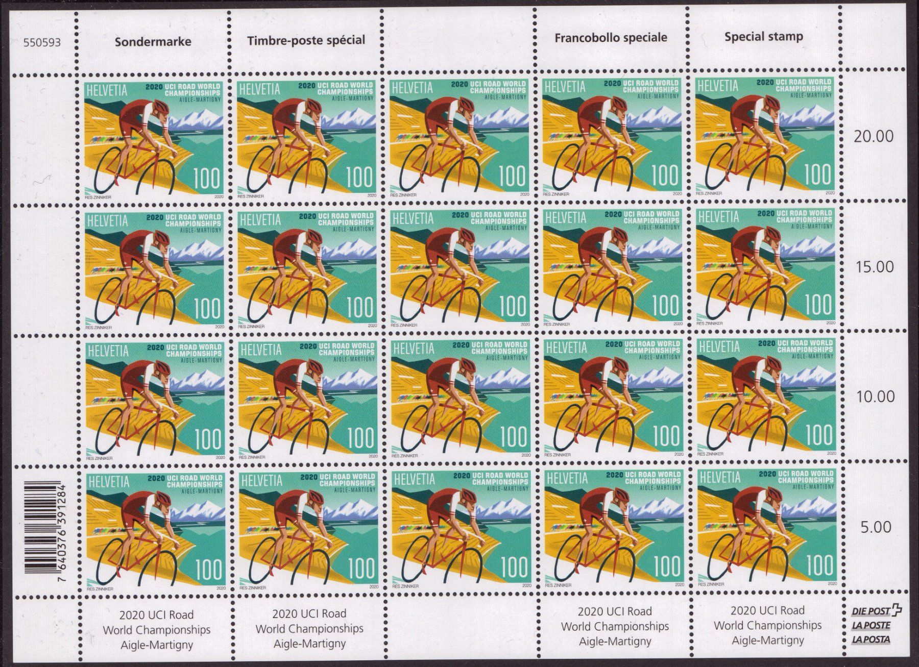 Tutti i francobolli: 2020 Nr.1786 Bogen (UCI) postfrisch** – Nuovo (secondo la descrizione) da Eggersriet venduto da stamp303