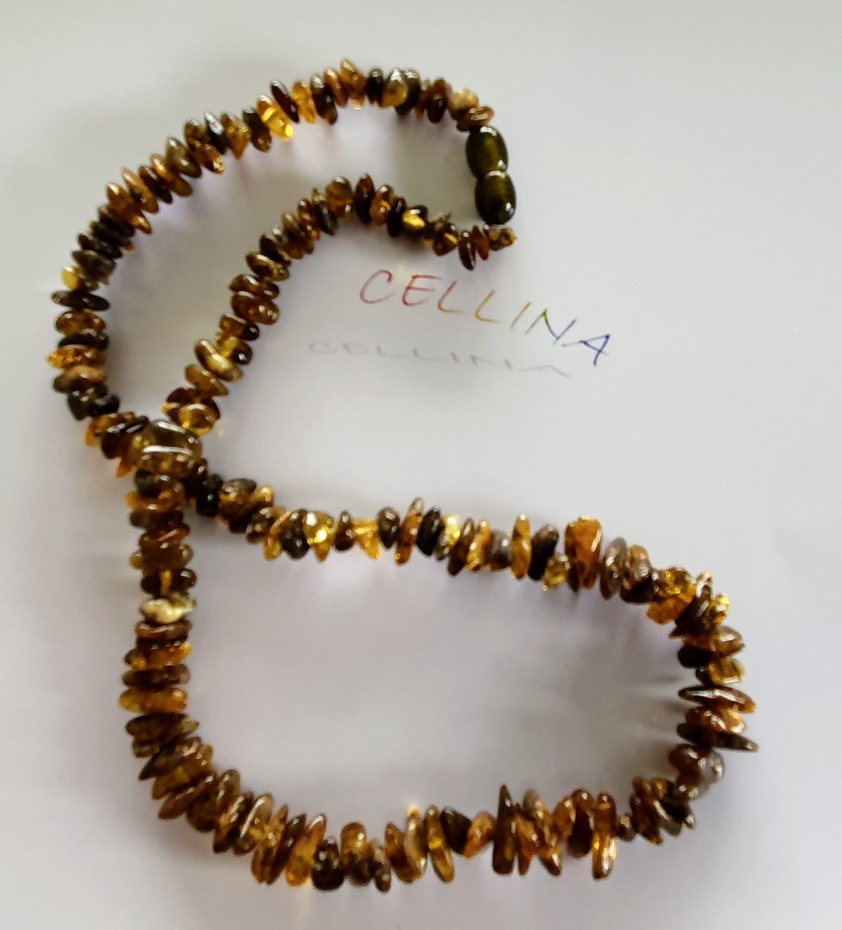 Catenine: Green Amber Bernstein Halskette 42 – Nuovo e nell'imballaggio originale da Luzern venduto da Cellina1 2