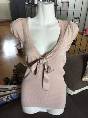 Pull Kookai rose poudre T0 XS manches courtes comme neuf