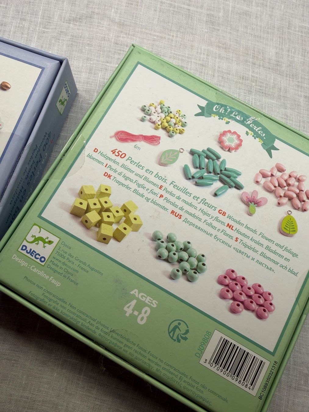 Perle (finte): DJECO Holzperlen 2 Sets grün - rosa – Nuovo (secondo la descrizione) da Brütten venduto da Rod816 3