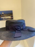 Strohhut Borsalino dunkelblau mit Schleife sehr gut