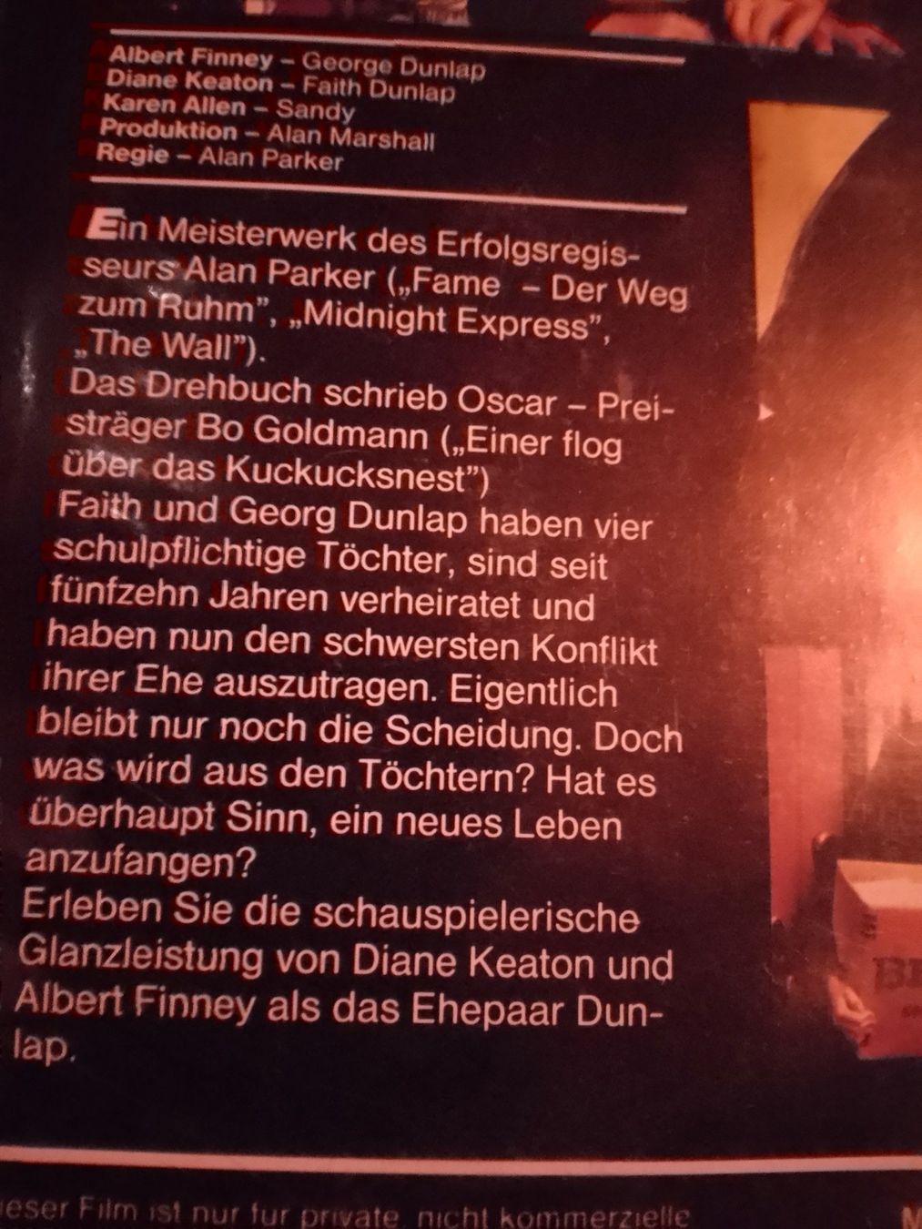 Alle VHS: Der Konflikt - Du oder beide mit Diane Keaton VHS – Gebraucht aus Remetschwil von Privatflohmi 1