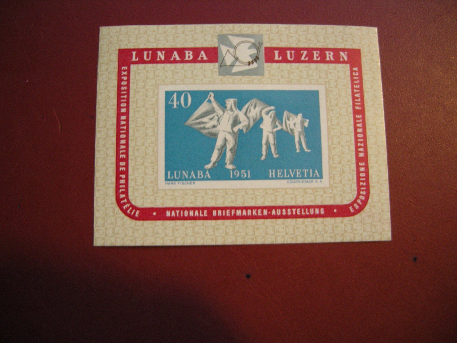 Tutti i francobolli: 1951 GEDENKBLOCK, LUNABA LUZERN POSTFISCH – Usato da Rüti ZH venduto da jupi1945