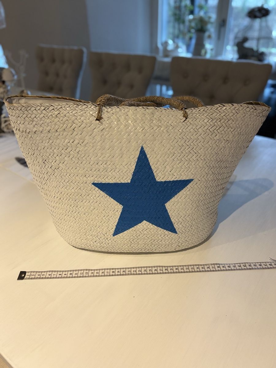Taschen: Weisse Sommer Strandtasche mit blauem Stern – Gebraucht aus Bäretswil von Viechel 1