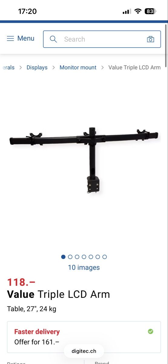 Staffa per monitor: Value Triple LCD Arm for 27" monitors, 24 kg capacity – Nuovo (secondo la descrizione) da Tagelswangen venduto da SpicyChicken 1
