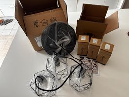 Hängelampe mit 3 Fassungen (E27), inkl. Leuchtmittel