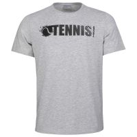 HEAD Tennisshirt, grau mélange, Frontdruck, Gr.M 48-50