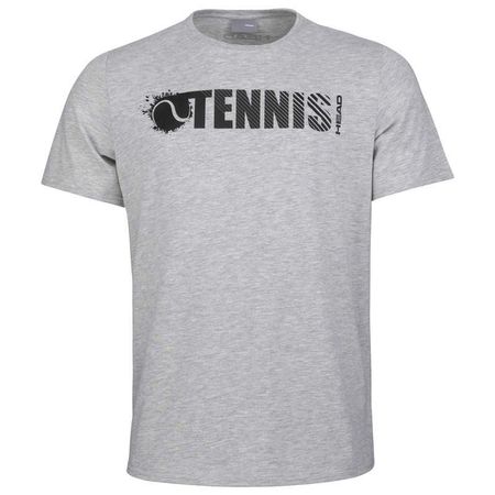 HEAD Tennisshirt, grau mélange, Frontdruck, Gr.M 48-50