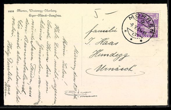 Cartoline postali: Mürren, Winteregg-Oberberg, Eiger, Mön – Usato da Berlin venduto da bartko-reher 1