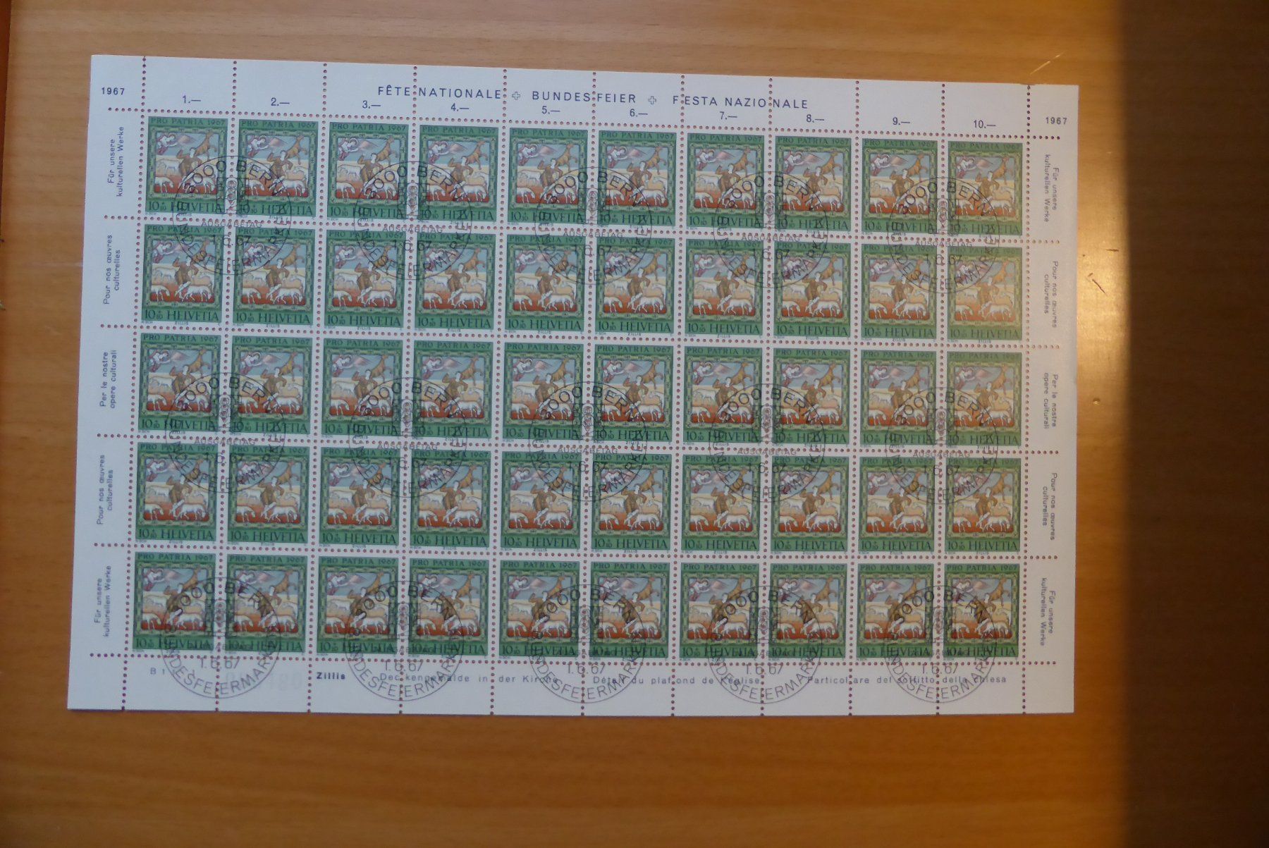 Alle Briefmarken: CH - Briefmarkenbogen - Pro Patria 1967 – Neu (gemäss Beschreibung) aus Brunnadern von lesezirkel