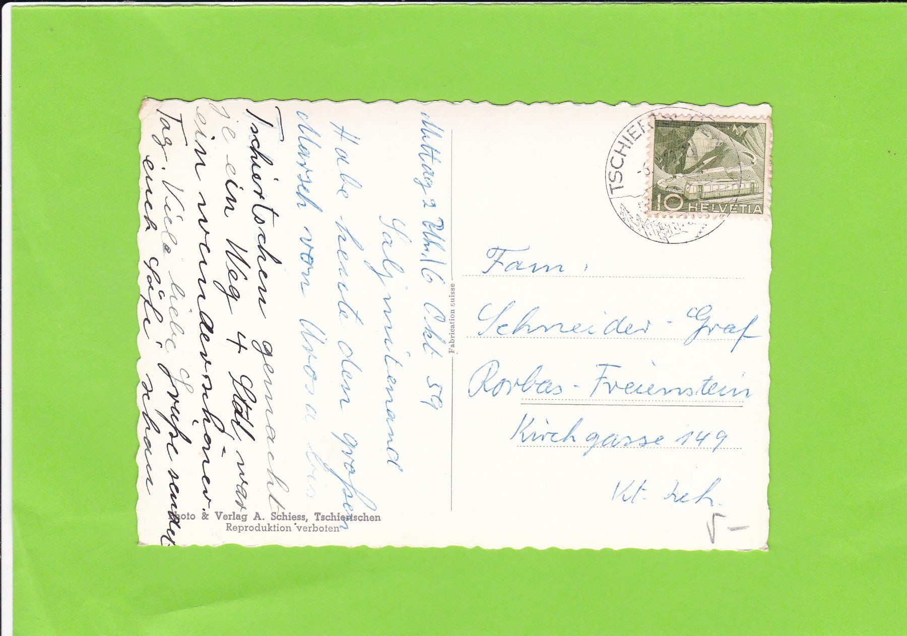 Cartoline postali: Tschiertschen – Usato da St. Peterzell venduto da neckertal 1