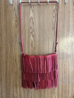 Rote Leder Fransentasche, Zara, neuwertig