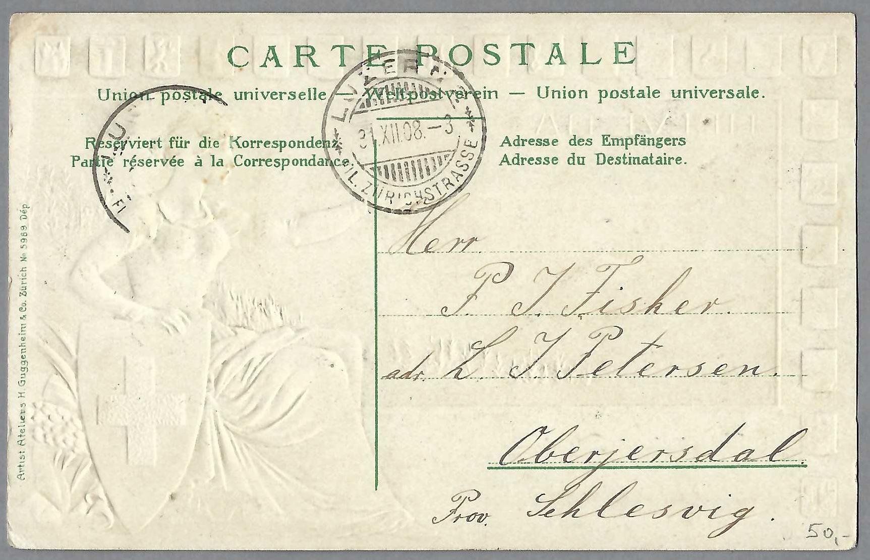 Cartoline postali: 1908, HELVETIA, SCHWEIZER WAPPEN, PRÄGELITO – Usato da Pura venduto da ulisse1957 1