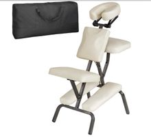 Massagestuhl beige klappbar, verstellbare Polster für Kopf,
