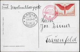 1929 Karte mit Zeppelin-Post CH-Flug o St. Gallen F11 ab 1.-