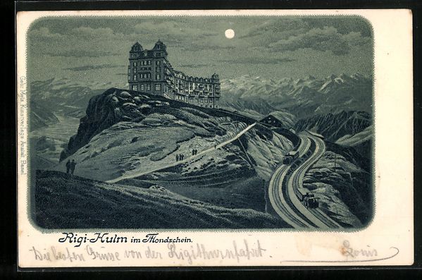Cartoline postali: Lithographie Rigi-Kulm, Hotel, 1901 – Usato da Berlin venduto da bartko-reher