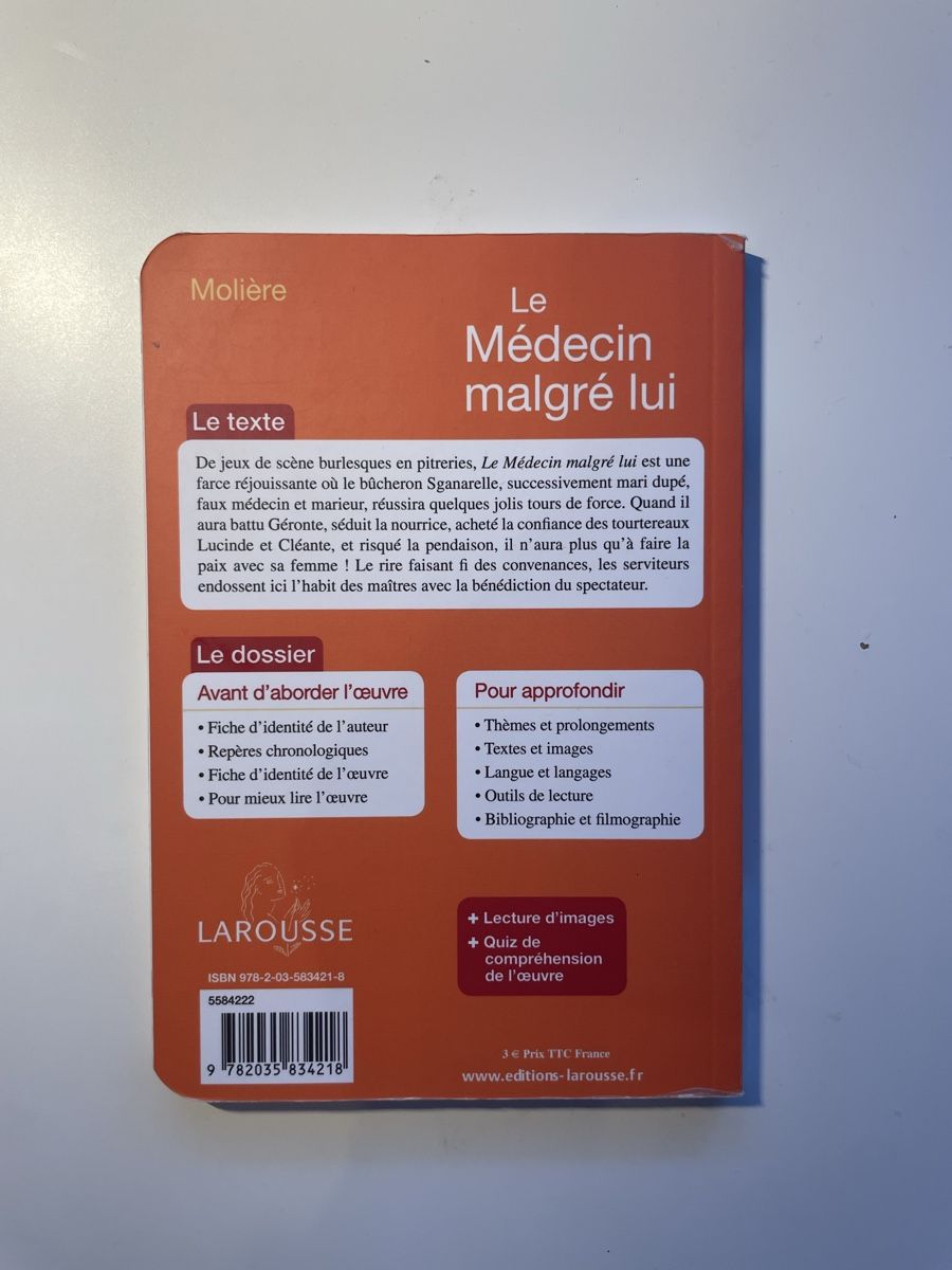 Libri: Le médecin malgré lui - Molière  – Nuovo (secondo la descrizione) da Chemin venduto da nzr_s6sy 1
