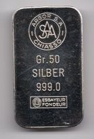 (1967) Silberbarren, 50 g, Argor