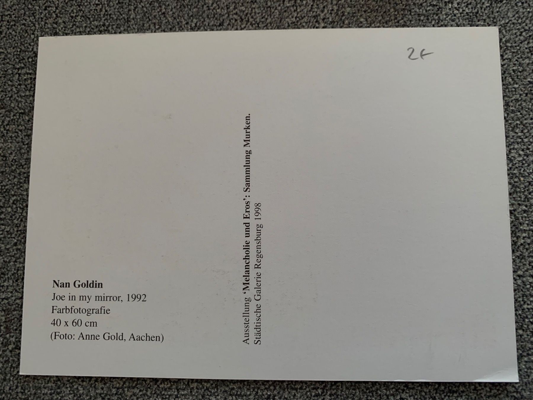 Cartoline: Goldin Nan - Postkarte 1998 – Usato da Bern venduto da Artbrokerswitzerland 2