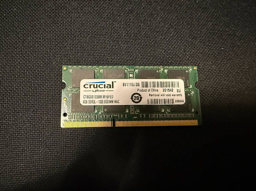 Memoria / RAM: RAM Crucial 8GB DDR3  Memoria per notebook – Usato da Claro venduto da jtss90