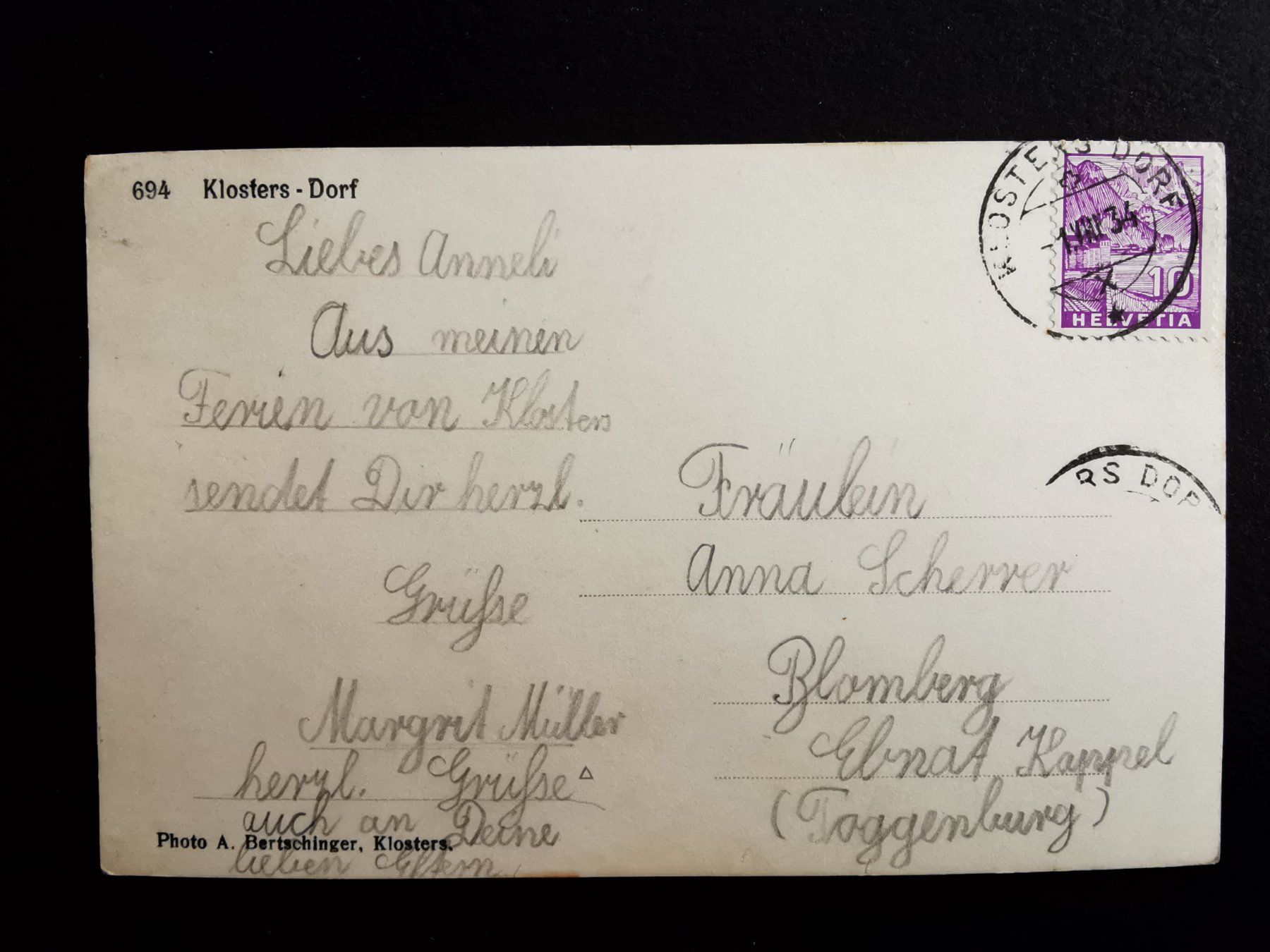 Ansichtskarten: Klosters  Ansichtskarte  Graubünden    1934 – Gebraucht aus Rheineck von kat_7gld 1