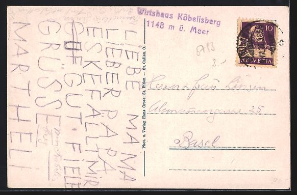 Cartoline postali: Lichtensteig, Wirtshaus Köbelisberg mit – Usato da Berlin venduto da bartko-reher 1